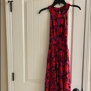 Abel the label back out tie dress stretchy waist long Flowy front split